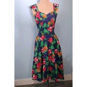Royal Creations Womens Hawaiian Dress 90s Vtg 50's Pinup Girl Rockabilly Sz S